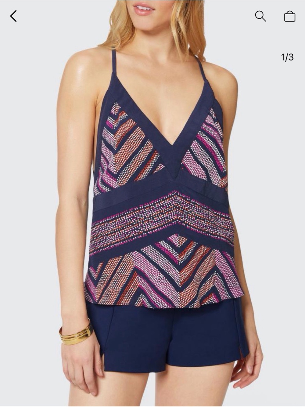 RAMY BROOK V-Neck Cami Printed Racerback Top